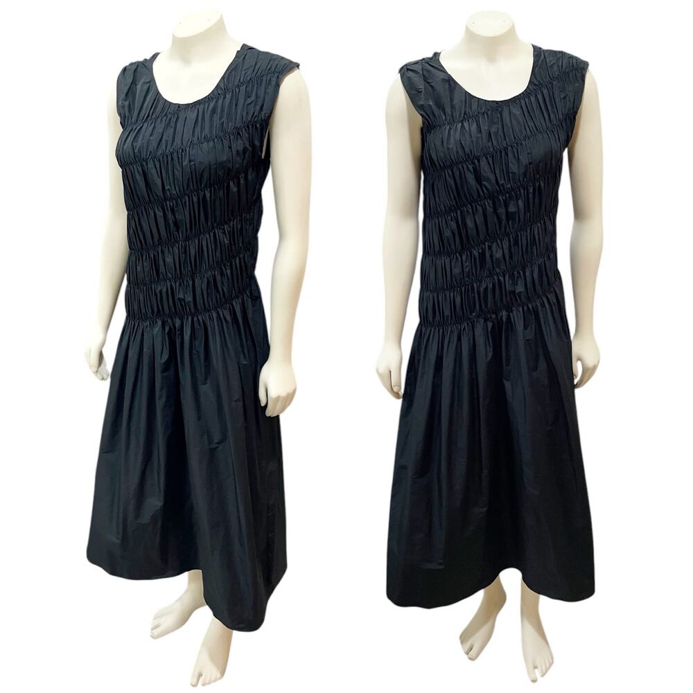 Marina Moscone Diagonal Ruched Dress Black Large